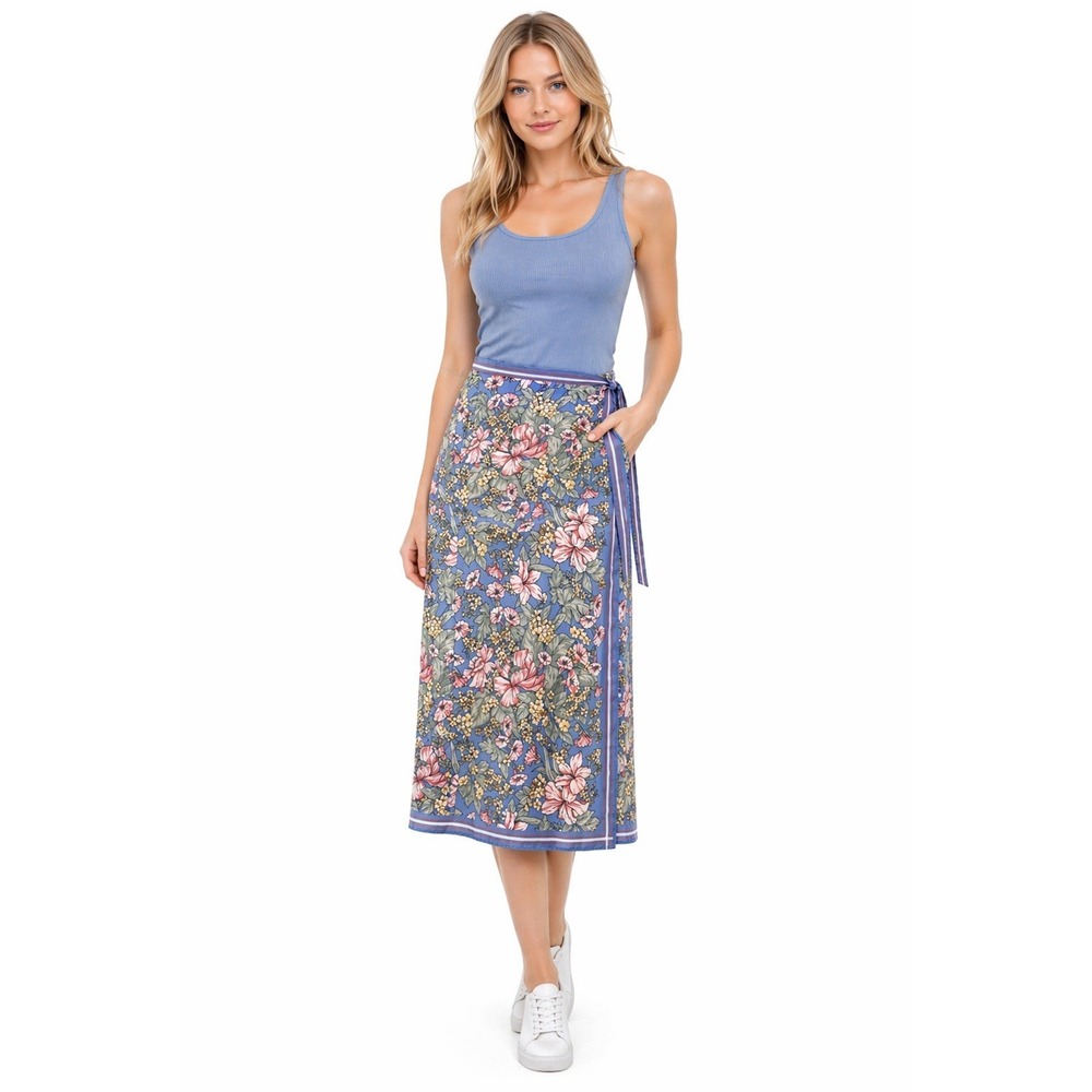Max Studio Skirt S Floral Faux Wrap Ethereal Flowy Fairy Romantic Cottagecore